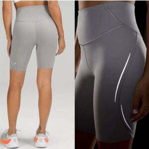 NWT Lululemon Base Pace High-Rise Reflective Short 8" in Gull Grey